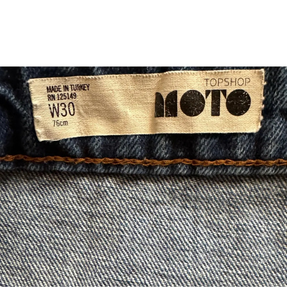 Vintage Y2K TopShop Moto Jean Mini Skirt size 30 - Picture 3 of 3